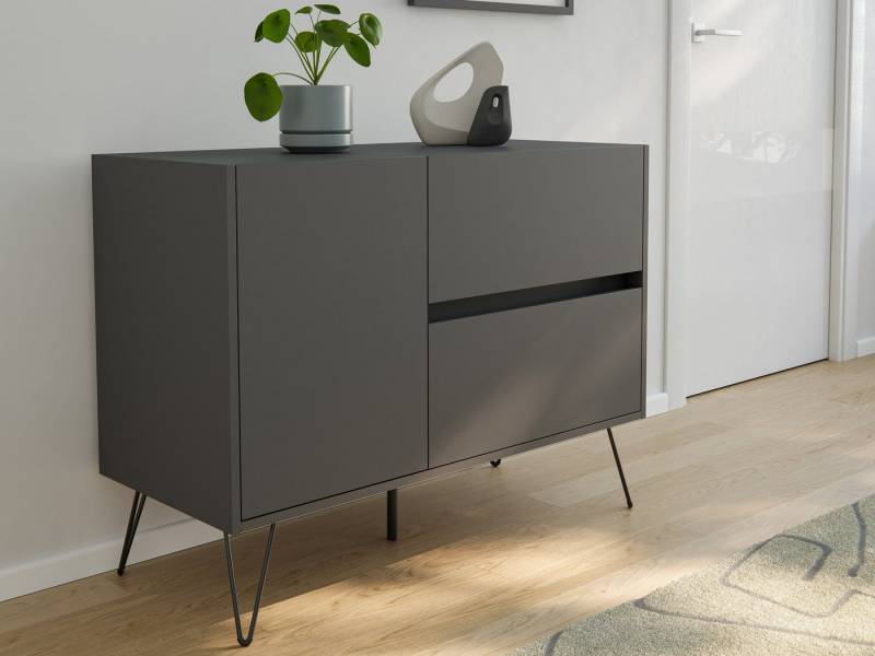 Magnolia Home Sideboard Raumwunder L Sideboard Kommode 100cm 2 SoftClose 1 Tür Grafit von Magnolia Home