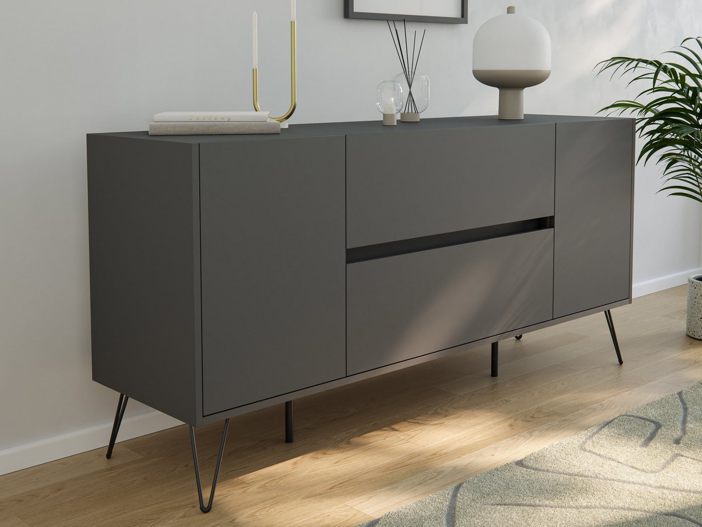 Magnolia Home Sideboard Raumwunder Sideboard Kommode Taran 155cm 2 SoftClose 2 Türen Grafit Magnolia Home Sideboard Raumwunder Sideboard Kommode Taran 155cm 2 SoftClose 2 Türen Grafit von Magnolia Home