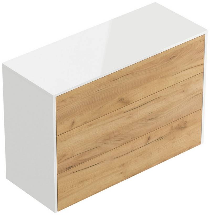 Magnolia Home Sideboard Sideboard Kommode Hero B hängend 100cm 3 Pushauszüge Weiß Hgl Eiche von Magnolia Home