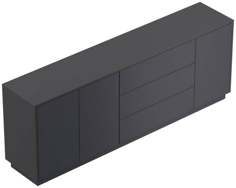 Magnolia Home Sideboard Sideboard Silia B stehend 200cm 3 Türen 3 Pushauszüge Grafit von Magnolia Home