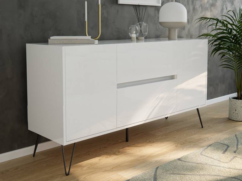 Magnolia Home Sideboard Sideboard Yako 140cm 2 SoftClose 2 Türen Weiß hochglanz Magnolia Home Sideboard Sideboard Yako 140cm 2 SoftClose 2 Türen Weiß hochglanz von Magnolia Home
