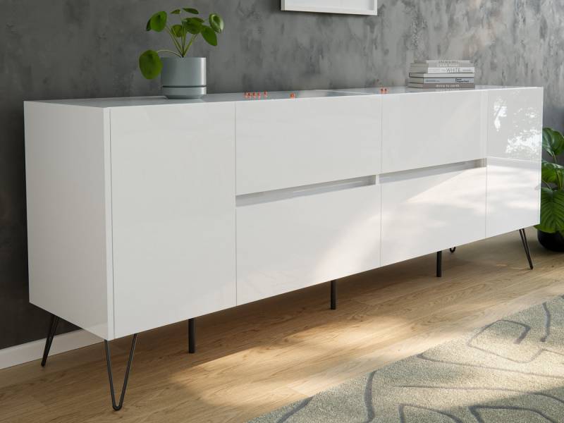 Magnolia Home Sideboard Sideboard Yako 200cm 2 Türen 4 Schubladen Weiß Hgl Magnolia Home Sideboard Sideboard Yako 200cm 2 Türen 4 Schubladen Weiß Hgl von Magnolia Home