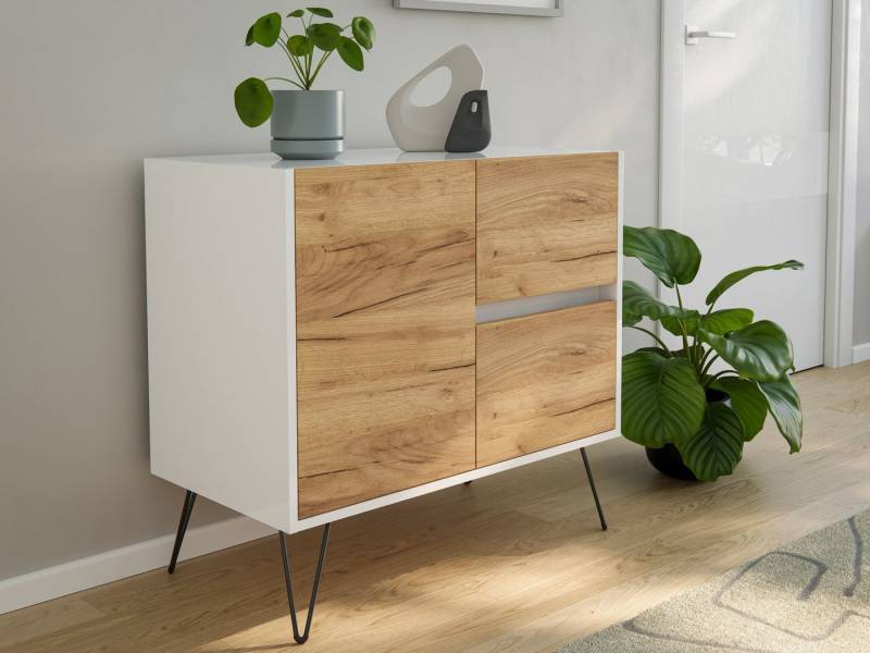 Magnolia Home Sideboard Sideboard Yako 80cm 2 SoftClose 1 Tür Weiß/Eiche Front Magnolia Home Sideboard Sideboard Yako 80cm 2 SoftClose 1 Tür Weiß/Eiche Front von Magnolia Home