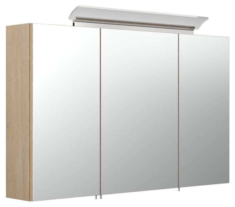 Magnolia Home Spiegelschrank Spiegelschrank 100cm inkl. Design LED-Lampe und Glasböden eiche hell von Magnolia Home