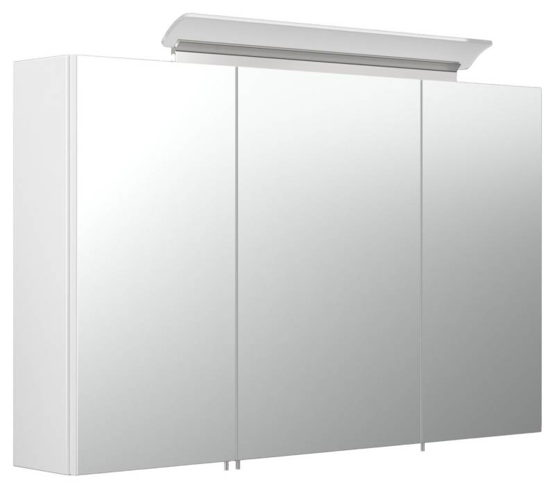 Magnolia Home Spiegelschrank Spiegelschrank 100cm inkl. Design LED-Lampe und Glasböden weiss hochgl von Magnolia Home