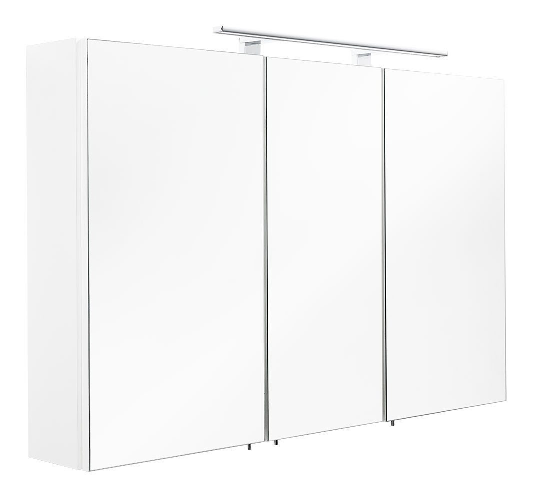 Magnolia Home Spiegelschrank Spiegelschrank 110x68x16cm mit LED Leuchte weiß matt von Magnolia Home