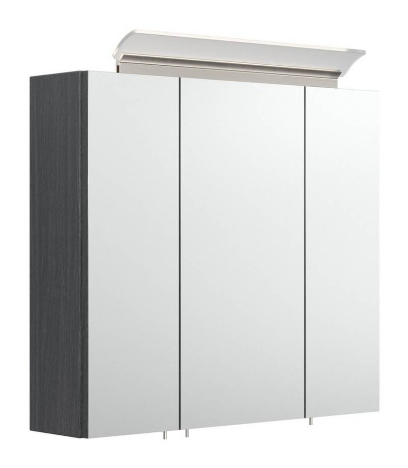 Magnolia Home Spiegelschrank Spiegelschrank 70cm inkl. Design LED-Lampe und Glasböden anthrazit gem von Magnolia Home