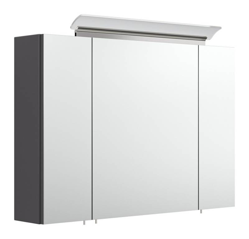 Magnolia Home Spiegelschrank Spiegelschrank 90cm inkl. Design LED-Lampe und Glasböden anthrazit von Magnolia Home