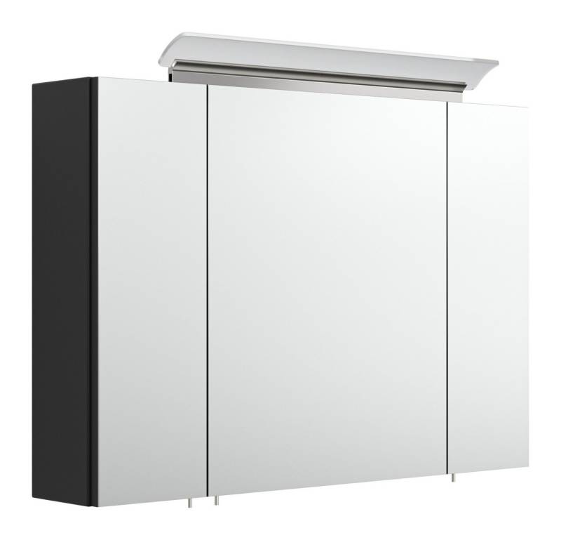 Magnolia Home Spiegelschrank Spiegelschrank 90cm inkl. Design LED-Lampe und Glasböden schwarz von Magnolia Home