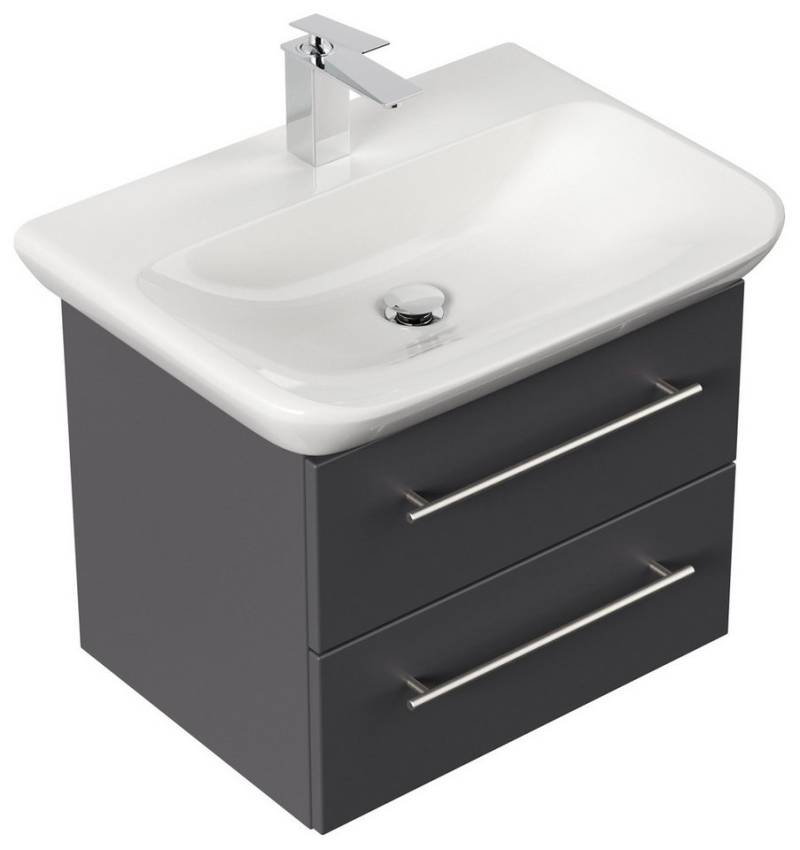 Magnolia Home Waschbeckenunterschrank Badmöbel mit Geberit MyDay Waschbecken 65 cm SoftClose anthrazit von Magnolia Home