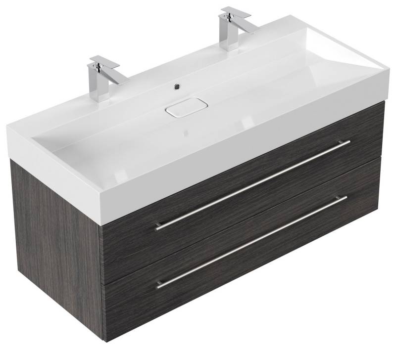 Magnolia Home Waschtisch Badmöbel Design 1200 Doppel anthrazit gemasert von Magnolia Home