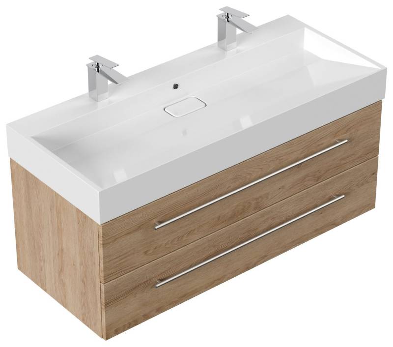 Magnolia Home Waschtisch Badmöbel Design 1200 Doppel eiche hell von Magnolia Home