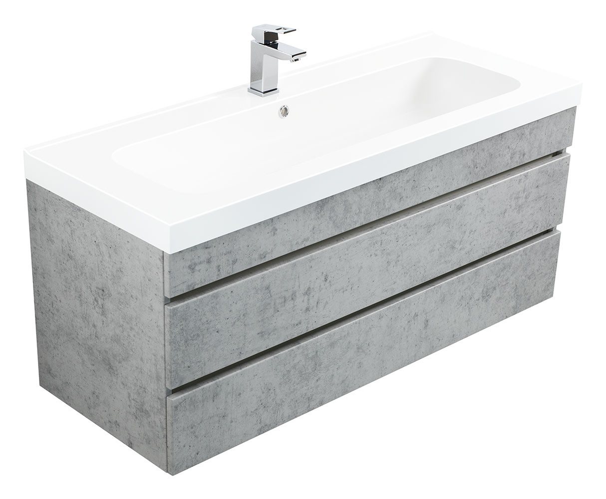 Magnolia Home Waschtisch Badmöbel Via 120 SoftClose beton mit grifflosen Schubladen von Magnolia Home