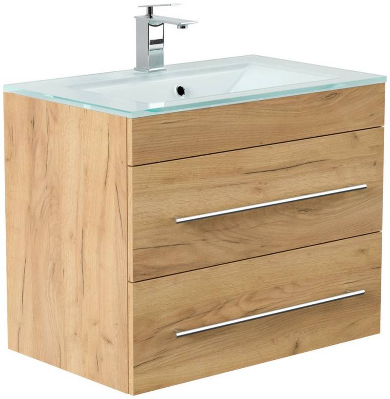 Magnolia Home Waschtisch Badmöbel Vitro 750 mit Glaswaschbecken SoftClose eiche gold Magnolia Home Waschtisch Badmöbel Vitro 750 mit Glaswaschbecken SoftClose eiche gold von Magnolia Home