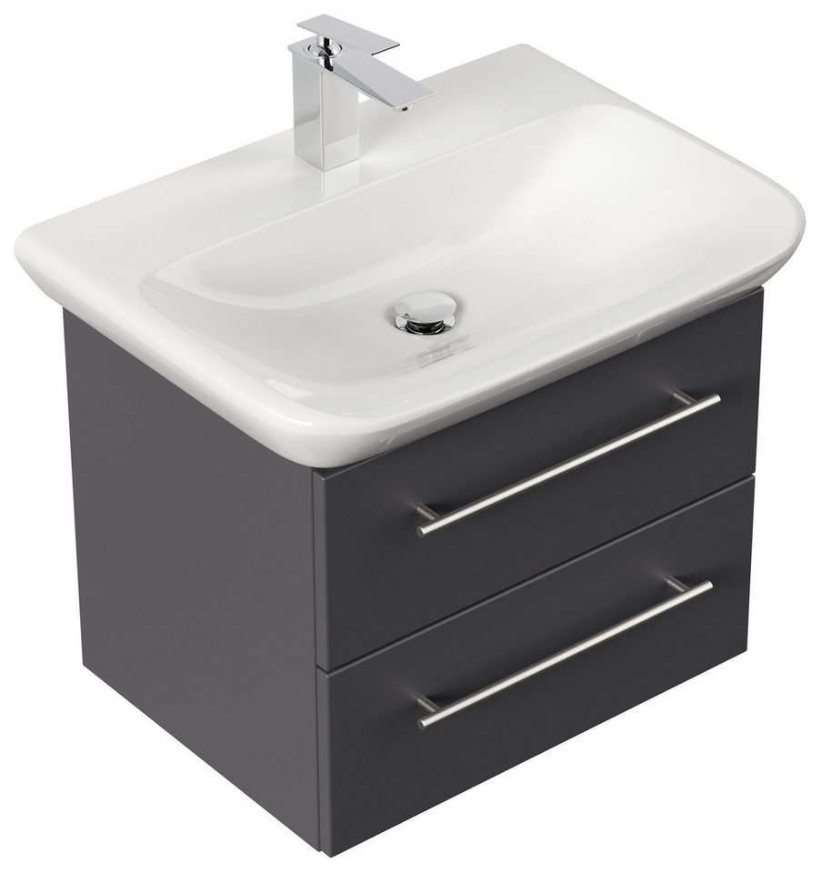 Magnolia Home Waschtisch Badmöbel mit Geberit MyDay Waschbecken 65 cm SoftClose anthrazit von Magnolia Home