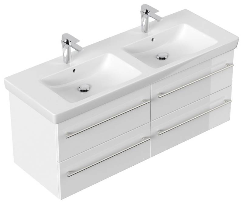 Magnolia Home Waschtisch Badmöbel mit Villeroy & Boch Subway 2.0 Waschbecken 130 cm B weiss hoc von Magnolia Home