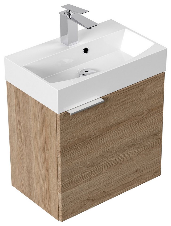 Magnolia Home Waschtisch Gäste WC Badmöbel Kubus Slimline 50cm SoftClose eiche hell von Magnolia Home