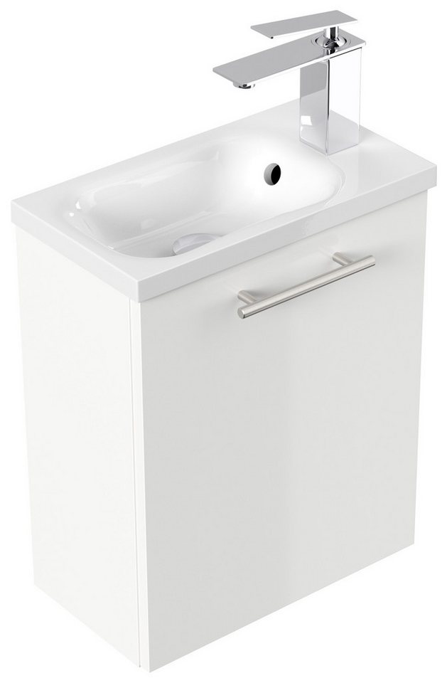 Magnolia Home Waschtisch Gäste WC Badmöbel Pico Slimline 40cm SoftClose weiß hochglanz von Magnolia Home