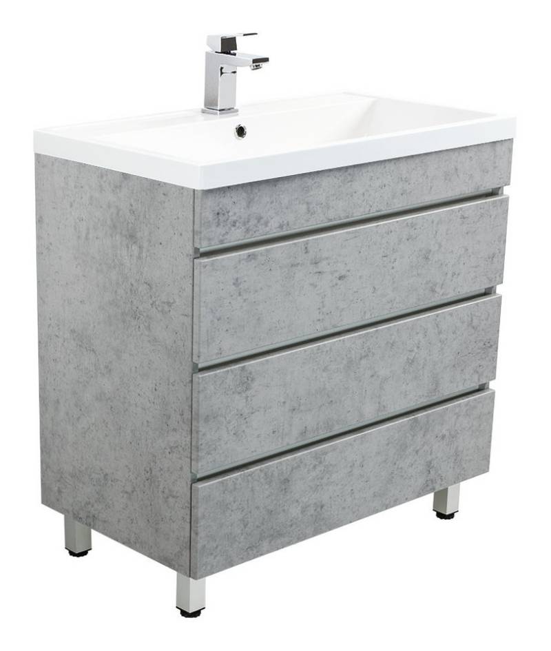 Magnolia Home Waschtisch Stand Badmöbel Via 80 SoftClose beton mit drei grifflosen Schubladen von Magnolia Home