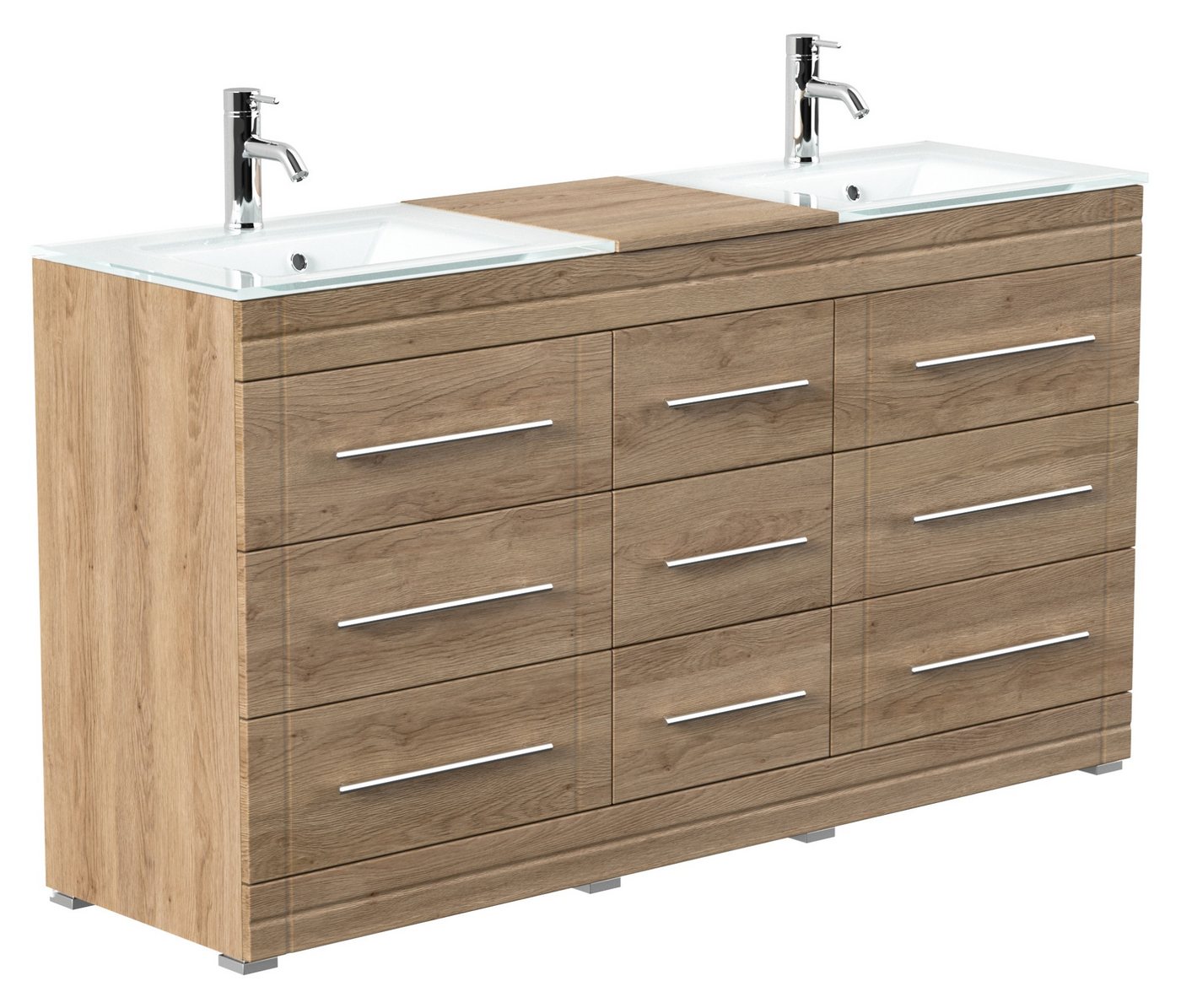 Magnolia Home Waschtisch Stand Doppel Badmöbel Vitro Modern inkl. Glasbecken SoftClose eiche he Magnolia Home Waschtisch Stand Doppel Badmöbel Vitro Modern inkl. Glasbecken SoftClose eiche he von Magnolia Home
