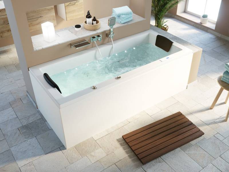 Magnolia Home Whirlpool-Badewanne Deluxe Whirlpool Set OMEGA ULTRA 170 mit 80 Düsen und LED-Beleuchtung von Magnolia Home