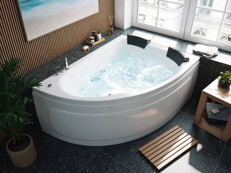 Magnolia Home Whirlpool-Badewanne Deluxe Whirlpool Set Royal XL 1800 ULTRA rechts mit 89 Düsen und LED B von Magnolia Home