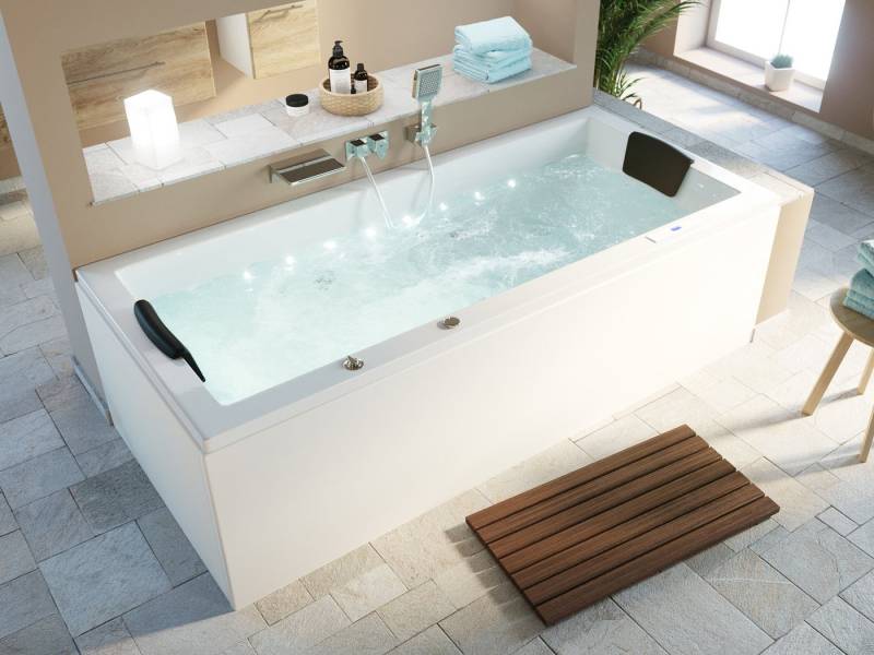 Magnolia Home Whirlpool-Badewanne Deluxe Whirlpool Set OMEGA ULTRA 190 mit 80 Düsen und LEDs ohne Armatu von Magnolia Home