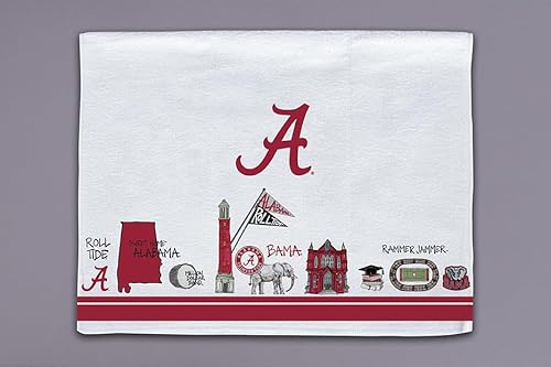 Magnolia Lane University of Alabama SEC Küchenhandtuch, Bama Campus Icons, wiederverwendbares Reinigungstuch, Mikrofaser-Textur, super saugfähig, ideal für Studenten, Alumni, Einweihungsfeier von Magnolia Lane
