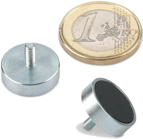 10 x Ferrit Flachgreifer Ø 16,0 x 4,5 mm mit Gewinde M3 x 7 - hält 1,8 kg - 10 Stück - Topfmagnete mit Gewindezapfen von Magnosphere