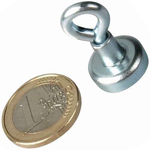 10 x Ösenmagnet Magnet mit Öse Ø 16mm - Neodym (NdFeB) Zink - Haftkraft 6 kg - starke Supermagnet mit extremer Haftkraft für Kühlschrank, Magnet Glasboards, Magnettafel, Pinnwand, Whiteboard von Magnosphere