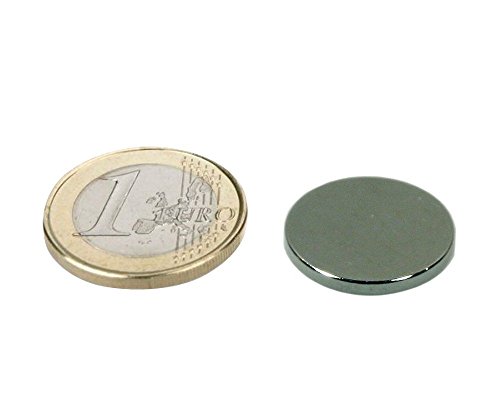 10 x Scheibenmagnet Rundmagnet Ø20x2mm - Neodym N45 (NdFeB) Nickel - hält 2,5kg - starke Magnete (Supermagnete) mit extremer Haftkraft für Kühlschrank Magnet Glasboards Magnettafel Pinnwand Whiteboard von Magnosphere