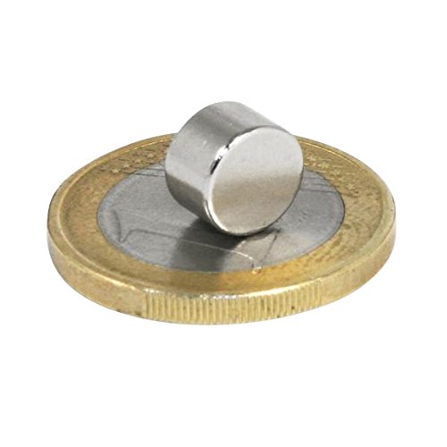 10 x Scheibenmagnet Rundmagnet Ø 8 mm, Höhe 5 mm Neodym (NdFeB) N45 Nickel - hält 2,5 kg - Magnetscheiben - starke Magnete für Kühlschrank Magnet Glasboards Magnettafel Pinnwand Whiteboard von Magnosphere