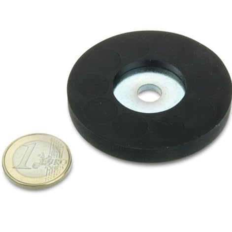 2 x Magnet-System Neodym Ø 57 mm gummiert mit Zylinderbohrung - Haftkraft 17,5 kg - 2 Stück - Magnetsysteme mit Gummimantel mit Bohrung zum Anschrauben 2 x Magnet-System Neodym Ø 57 mm gummiert mit Zylinderbohrung - Haftkraft 17,5 kg - 2 Stück - Magnetsysteme mit Gummimantel mit Bohrung zum Anschrauben von Magnosphere