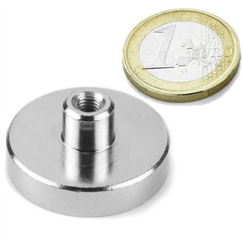 2 x Neodym Flachgreifer Magnet Topfmagnet Ø 32,0 mm Gewindebuchse M5 - hält 35 kg - 2 Stück von Magnosphere