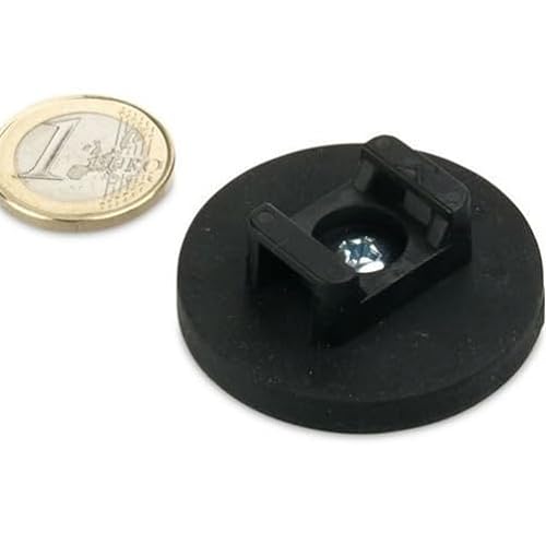 2 x Neodym Magnet-System für Kabelmontage gummiert - Durchmesser Ø 43mm - Haftkraft 10 kg - 2 Stück - Magnetsysteme mit Gummimantel (Anti-Rutsch-Beschichtung) für Industrie und Zuhause von Magnosphere