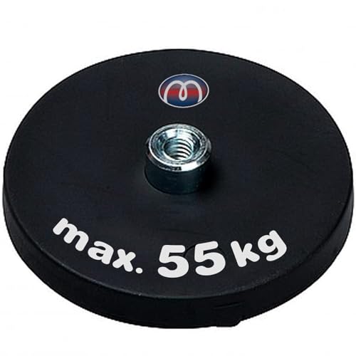 2 x Neodym Magnet-System gummiert Ø 88 mm Gewinde-Buchse (Innen-Gewinde) M8 - Haftkraft 55 kg - 2 Stück - Starke Magnete mit Gummi für Schrauben Haken Ösen, Größen:Ø 88mm | M8 | 55kg Haftkraft von Magnosphere