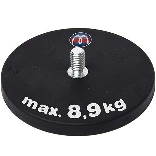 2 x Neodym Magnet-System gummiert Ø 31 mm Gewinde-Zapfen (Außen-Gewinde): M6 - Haftkraft 8,9 kg - 2 Stück - Starke Magnete mit Gummi-Mantel Anti-Rutsch Beschichtung von Magnosphere