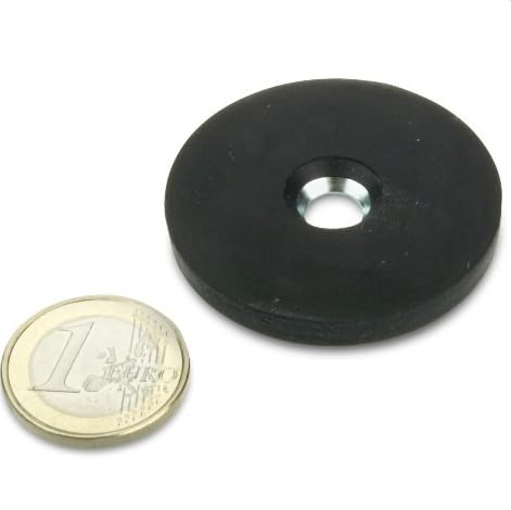 2 x Neodym Magnet-System gummiert Senkbohrung - 90° Winkel - Durchmesser Ø 43 mm - Haftkraft 10 kg - 2 Stück - Magnetsysteme mit Gummimantel mit Bohrung & Senkung zum Anschrauben von Magnosphere