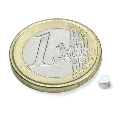 20 x Scheibenmagnet Rundmagnet Ø 3 mm, Höhe 2 mm Neodym (NdFeB) N35 Nickel - hält 300 g - Magnetscheiben - starke Magnete mit extremer Haftkraft für Kühlschrank Magnettafel Pinnwand Whiteboard von Magnosphere