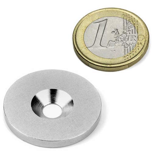 200 Metallscheiben mit Bohrung und Senkung - Ø27mm x 3mm - aus Stahl (DC01) verzinkt - Metallplättchen rund mit Loch (Senkbohrung) - Gegenstück/Haftgrund für Magnete, Menge: 200 Stück von Magnosphere