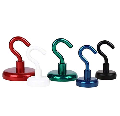 3 x Magnethaken farbig Magnet mit Haken - Ø 20 mm - Neodym (NdFeB) - Haftkraft 12 kg - Topfmagnet mit Haken (Hakenmagnet) - Farben: Rot, Blau, Grün, Schwarz und Gold, Farbe:rot von Magnosphere