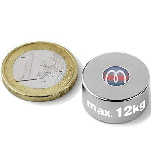 3 x Scheibenmagnet Rundmagnet Ø 20 x10mm - Neodym N40, Nickel - hält 12kg - Magnetscheiben - starke Supermagnete mit extremer Haftkraft für Kühlschrank Magnet Glasboards Magnettafel Pinnwand Whiteboard von Magnosphere