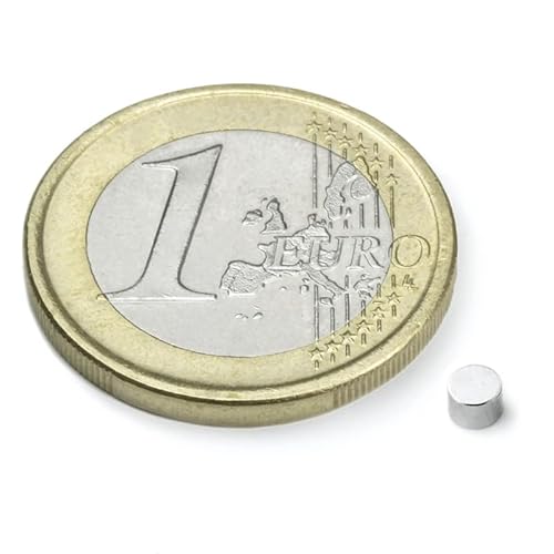 40 x Scheibenmagnet Rundmagnet Ø 3 mm, Höhe 3 mm Neodym (NdFeB) N45 - hält 500 g - Magnetscheiben - starke Magnete mit extremer Haftkraft für Kühlschrank Magnettafel Pinnwand Whiteboard von Magnosphere