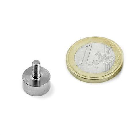 5 x Neodym Flachgreifer Ø 13,0 x 4,5 mm mit Gewinde M5 x 8 - hält 6,0 kg - 5 Stück - Topfmagnete mit Gewindezapfen (Aussengewinde) von Magnosphere