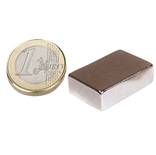5 x Quadermagnet / Magnetquader 19 x 13 x 6mm Neodym N42, Nickel - 6,7 kg - starker Powermagnet/Supermagnet/Permanentmagnet mit extremer Haftkraft, für Kühlschrank, Magnet Glasboards, Magnettafel, Pinnwand, Whiteboard von Magnosphere