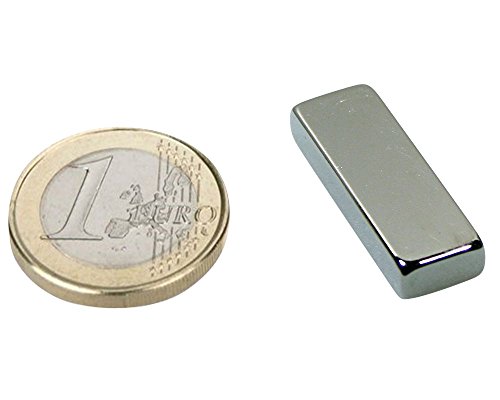 5 x Quadermagnet / Magnetquader 30 x 10 x 5mm Neodym N40, Nickel - 6,5 kg - starker Powermagnet/Supermagnet/Permanentmagnet mit extremer Haftkraft, für Kühlschrank, Magnet Glasboards, Magnettafel, Pinnwand, Whiteboard von Magnosphere