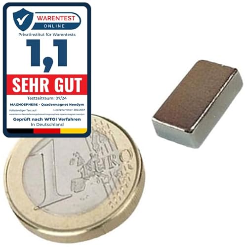 60 x Quadermagnet Magnet-Quader Neodym (NdFeB) - 13 x 6 x 4 mm - Haftkraft 2,5kg - 60 Stück - starke Block-Magnete für Industrie und Zuhause von Magnosphere