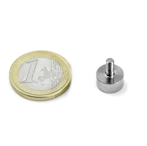 Flachgreifer Magnet Topfmagnet mit Gewindezapfen - Ø10-32mm - Neodym N35 (NdFeB) verzinkt - Haftkraft bis 35kg - Magnetsystem mit Gewinde (Aussengewinde), Größen:Ø 10 | M4 x 8 | 2.5kg Haftkraft von Magnosphere