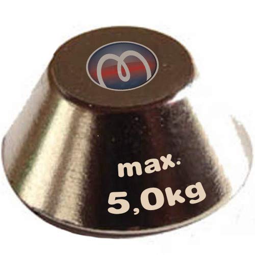 5 x Konusmagnet Ø 15/8 x 6 mm - Neodym N42, Nickel - Haftkraft 5 kg - starker Permanentmagnet mit extremer Haftkraft, für Kühlschrank, Magnet Glasboards, Magnettafel, Pinnwand, Whiteboard von Magnosphere