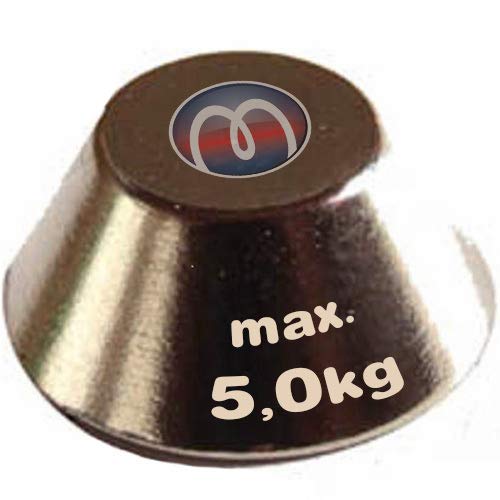 5 x Konusmagnet Ø 15/8 x 6 mm - Neodym N42, Nickel - Haftkraft 5 kg - starker Permanentmagnet mit extremer Haftkraft, für Kühlschrank, Magnet Glasboards, Magnettafel, Pinnwand, Whiteboard 5 x Konusmagnet Ø 15/8 x 6 mm - Neodym N42, Nickel - Haftkraft 5 kg - starker Permanentmagnet mit extremer Haftkraft, für Kühlschrank, Magnet Glasboards, Magnettafel, Pinnwand, Whiteboard von Magnosphere